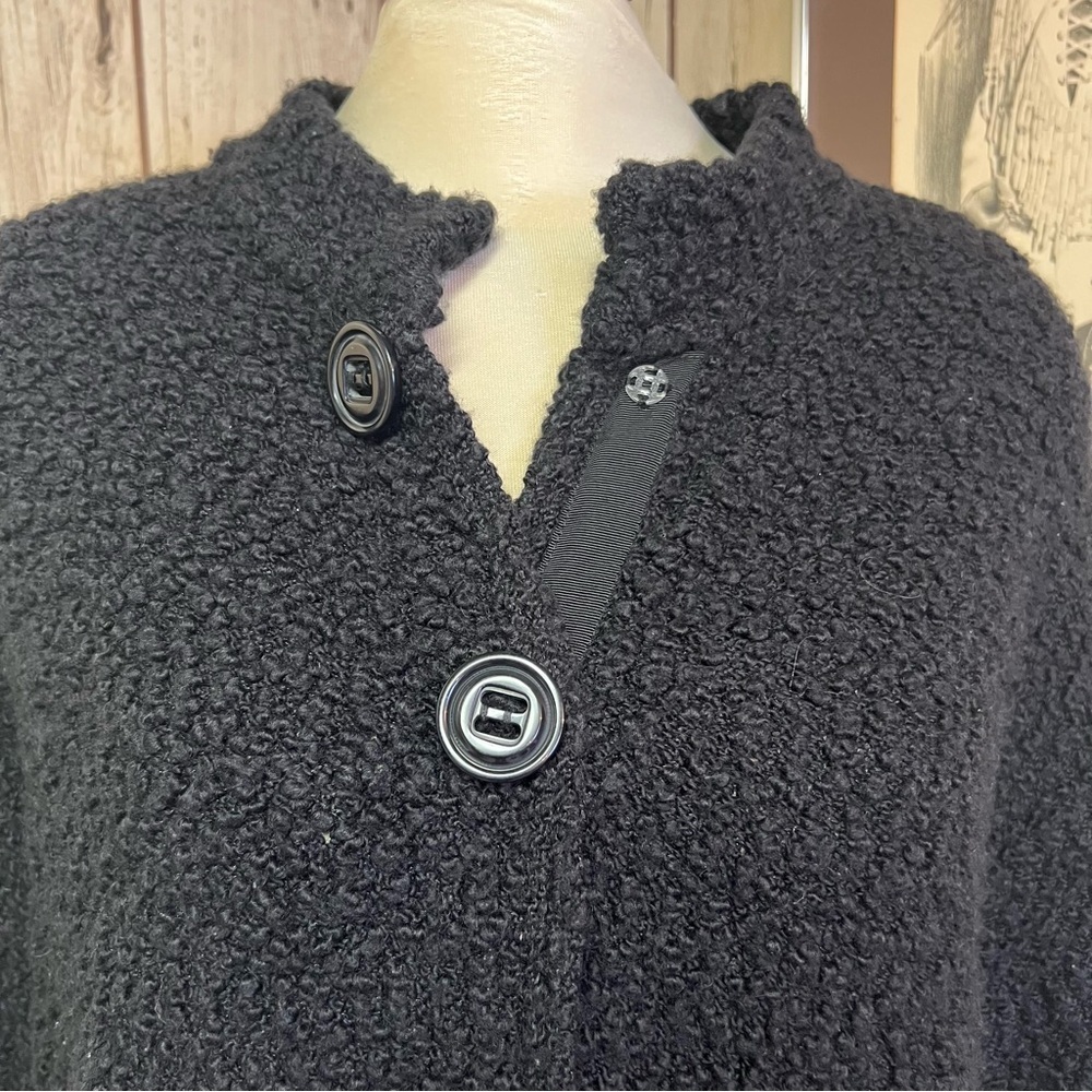 Women's Vintage XL Tapemeasure Black Snap Button Sweater - Picture 3 of 6